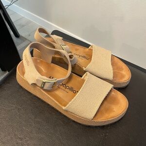 BIRKENSTOCK Papillio Glenda Leather/Textile Ankle Strap Platform Sandals 41